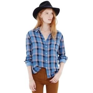Madewell Flannel Plaid Button Up Long Sleeve Top